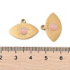 304 Stainless Steel Pave Natural Rose Quartz Pendants STAS-P380-16G-3