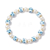 Printed Handmade Porcelain & ABS Plastic Imitation Pearl Beads Stretch Bracelets BJEW-JB12698-2
