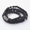 Natural Lava Rock Beaded Wrap Bracelets BJEW-JB02582-1