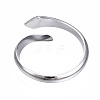 304 Stainless Steel Snake Wrap Open Cuff Ring for Women RJEW-T023-76P-2