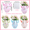 12Pcs 4 Styles 3D Flower Printed Teapot Shaped Paper Flower Gift Boxes DIY-SP0006-37-2