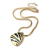 304 Stainless Steel Black Enamel Zebra Print Teardrop Pendant Flat Snake Chain Necklaces for Women NJEW-H046-01G-3