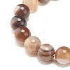 Natural Agate Round Beads Stretch Bracelet BJEW-JB07235-05-4