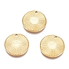 Textured Flat Round 304 Stainless Steel Pendants STAS-G218-06G-1