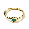 Heart Natural Dyed & Heated Green Onyx Agate Adjustable Rings RJEW-Q818-02G-04-3