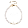 Natural White Jade Beads Link Bracelets for Women Men BJEW-JB11467-02-2