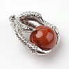 Eagle Claw Alloy Natural Red Jasper Pendants G-L455-A23-2