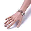 Five Loops Natural Strawberry Quartz & Moonstone Wrap Bracelets BJEW-JB04488-03-3