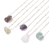 Irregular Raw Natural Gemstone Pendant Necklace with Brass Chain for Women NJEW-JN03832-1