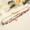 Bohemian Style Glass Seed Braided Bead Bracelets FH1358-4