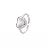 Non-Tarnish 304 Stainless Steel Heart Open Cuff Ring for Women RJEW-S405-219P-3