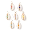 Natural Cowrie Shell Pendants PALLOY-JF02662-02-1