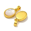 Rack Plating Brass Pave Natural White Shell Oval Charms KK-U025-07G-01-2