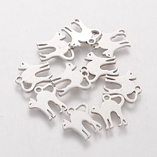 304 Stainless Steel Kitten Charms STAS-Q201-T155