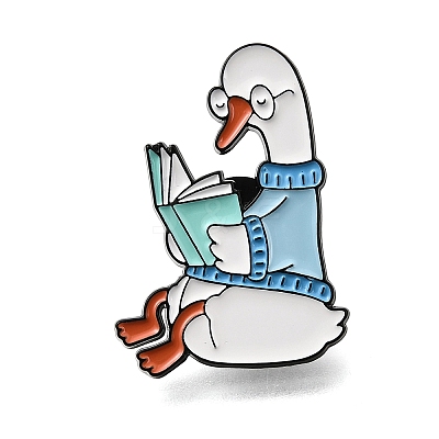 Reading Duck Enamel Pins JEWB-E797-01A-EB-1