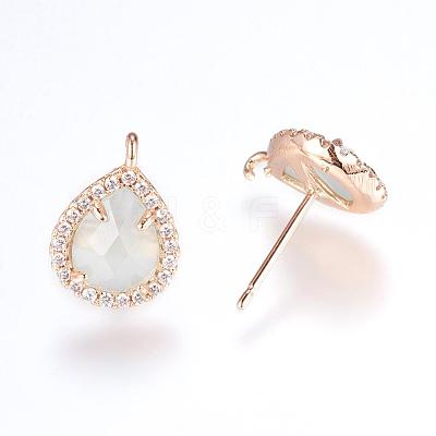 Brass Micro Pave Cubic Zirconia Stud Earring Findings ZIRC-G116-28-D01-1
