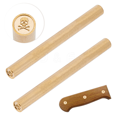 2Pcs Single-Sided Engraving Wax Seal Brass Stamp AJEW-OC0005-40G-1