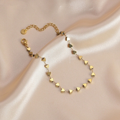 304 Stainless Steel Heart Link Chain Anklets for Women FS-WG55343-01-1