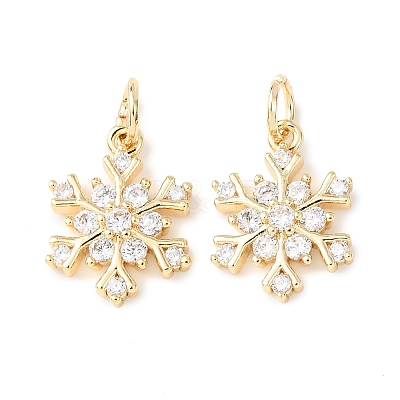 Rack Plating Brass Micro Pave Clear Cubic Zirconia Pendants KK-B093-04A-G-1
