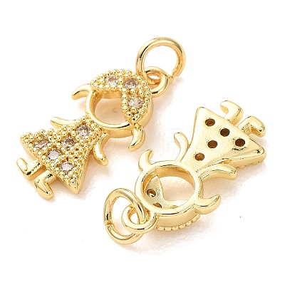 Brass Micro Pave Clear Cubic Zirconia Pendants CU-E003-03G-1