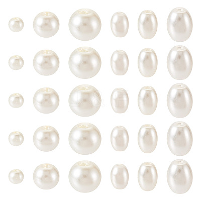 410Pcs 6 Styles Glass Pearl Beads HY-TA0003-04B-1