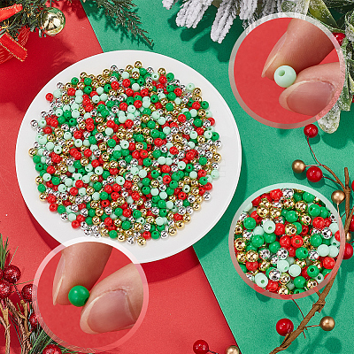 Christmas Theme 1500Pcs 5 Colors Opaque Acrylic Beads MACR-SP0001-01A-01-1