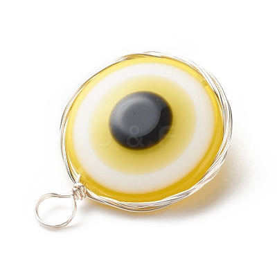 Transparent Evil Eye Resin Pendants PALLOY-JF01845-02-1
