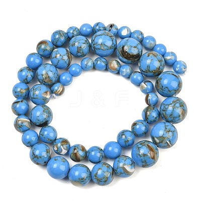 Synthetic Turquoise and Sea Shell Assembled Graduated Beads Strands GG-CBA2AE1-A07-E-1