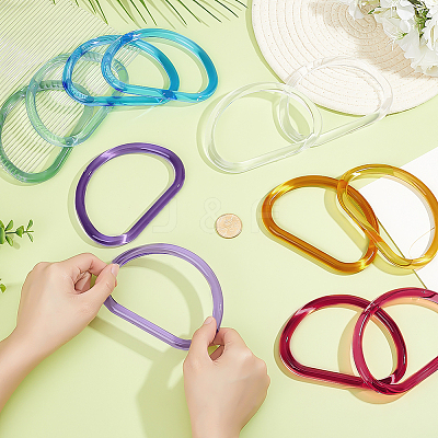 12Pcs 6 Colors D Shaped Resin Bag Handles DIY-PH0035-23-1