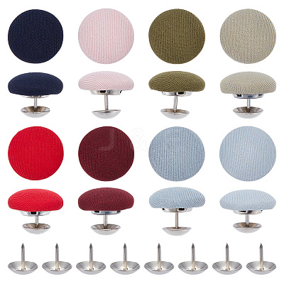 32 Sets 8 Colors Polyester Covered Iron Buttons BUTT-BC0001-12B-1
