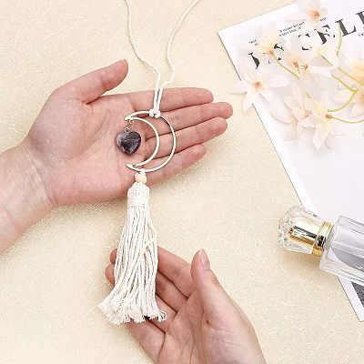 Natural Raw Rose Quartz Pendant Decoration HJEW-WH0043-18A-1