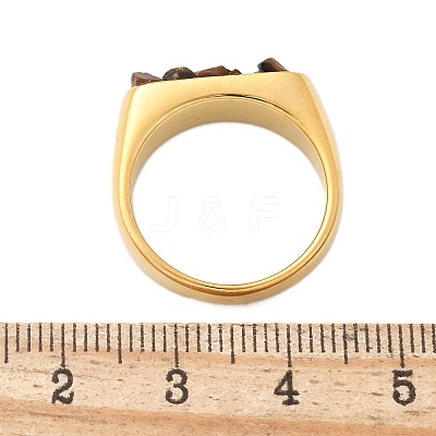 Rectangle Natural Tiger Eye Chips Finger Rings RJEW-D303-02G-01-1