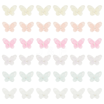 36Pcs 6 Colors Polyester Butterfly Lace Appliques DIY-FG0005-69-1