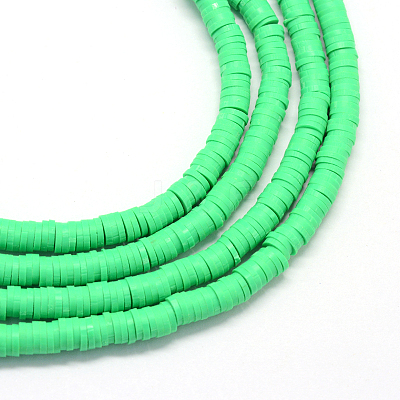 Flat Round Handmade Polymer Clay Bead Spacers X-CLAY-R067-4.0mm-06-1
