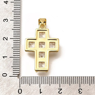 Rack Plating Brass Micro Pave Cubic Zirconia Pendants KK-L226-005G-04-1