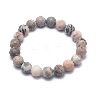 Natural Zebra Jasper Bead Stretch Bracelets BJEW-K212-C-035-1