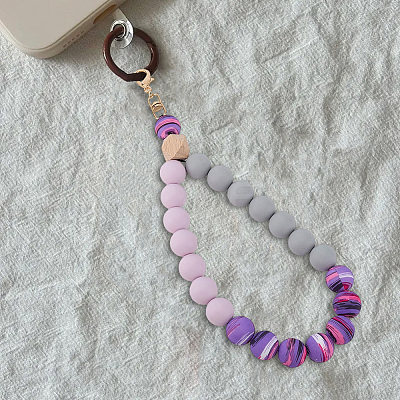 1Pc Silicone & Wood Pendant Decorations HJEW-BM0001-61C-1