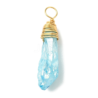 5Pcs Electroplated Natural Quartz Pendants PALLOY-JF03161-1