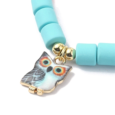 Polymer Clay Column Beaded Stretch Bracelets BJEW-JB09782-1