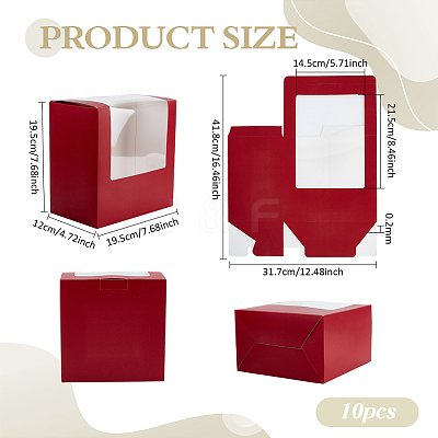 Foldable Cardboard Gift Cap Storage Boxes with Clear PVC Window CON-WH0099-66B-1
