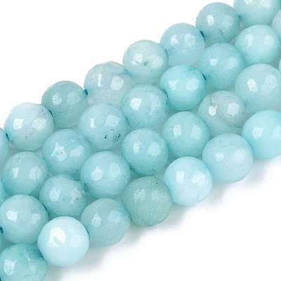 Dyed Natural White Jade Beads Strands G-T139-8mm-60-14-1