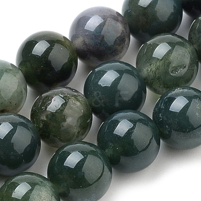 Natural Moss Agate Beads Strands X-G-S259-18-8mm-1