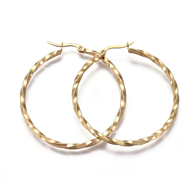 201 Stainless Steel Hoop Earrings EJEW-A054-06D-G-1