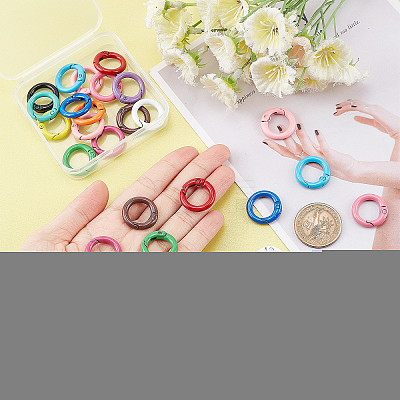 30Pcs 15 Colors Zinc Alloy Spring Gate Rings FIND-PH0006-47-1