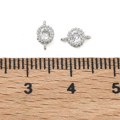 SHEGRACE Brass Pave Clear Cubic Zirconia Flat Round Connector Charms XGRQ3D158-499P-1