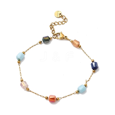 Glass Beaded Chain Bracelets BJEW-K237-23G-1