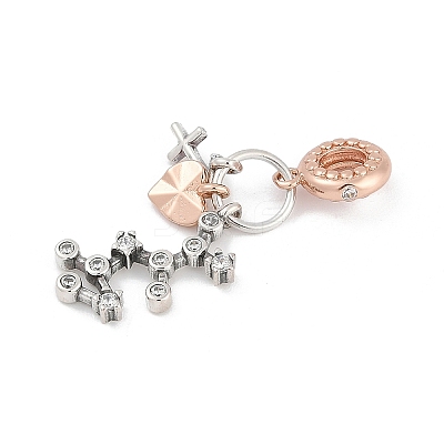 Brass Pendants with Cubic Zirconia European Beads LS-KK-Q015-01K-1