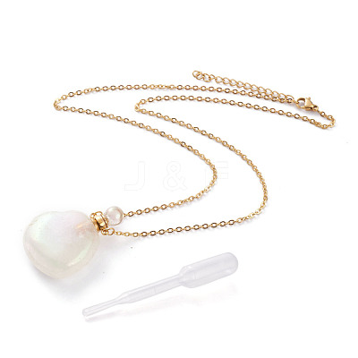 Electroplated Natural Quartz Crystal Openable Perfume Bottle Pendant Necklaces NJEW-H216-10A-G-1
