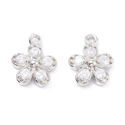 Rack Plating Brass Cubic Zirconia Charms X-ZIRC-C026-12P-1