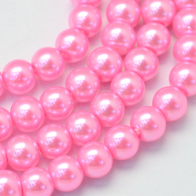 Baking Paint Pearlized Glass Pearl Round Bead Strands HY-Q330-8mm-68-1